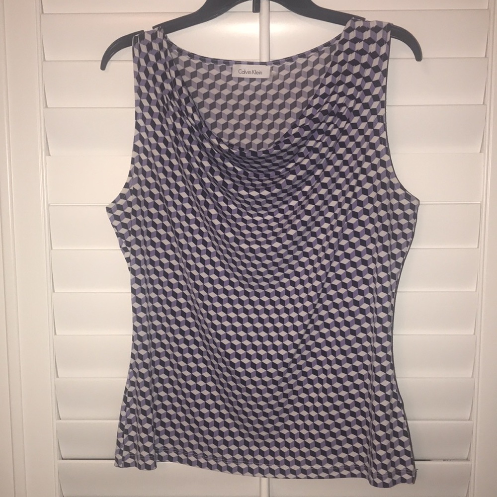 EUC Cowl Neck Sleeveless Career Office Top Shirt Blouse - cute!